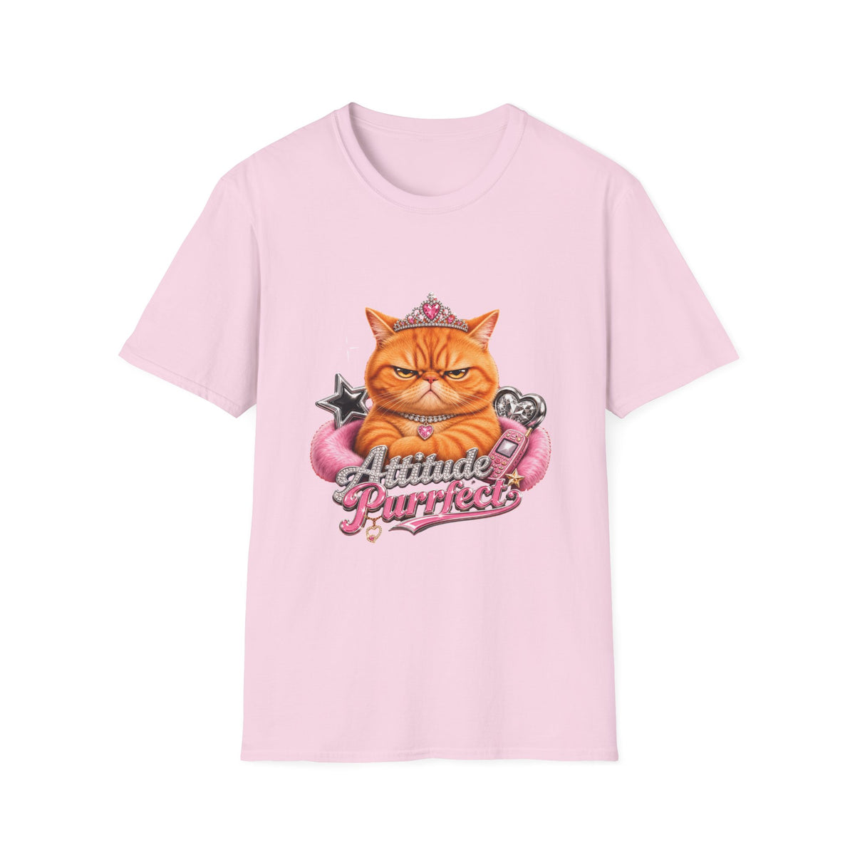 Grumpy Princess Cat T-Shirt — "Attitude Purrfect" Graphic Tee