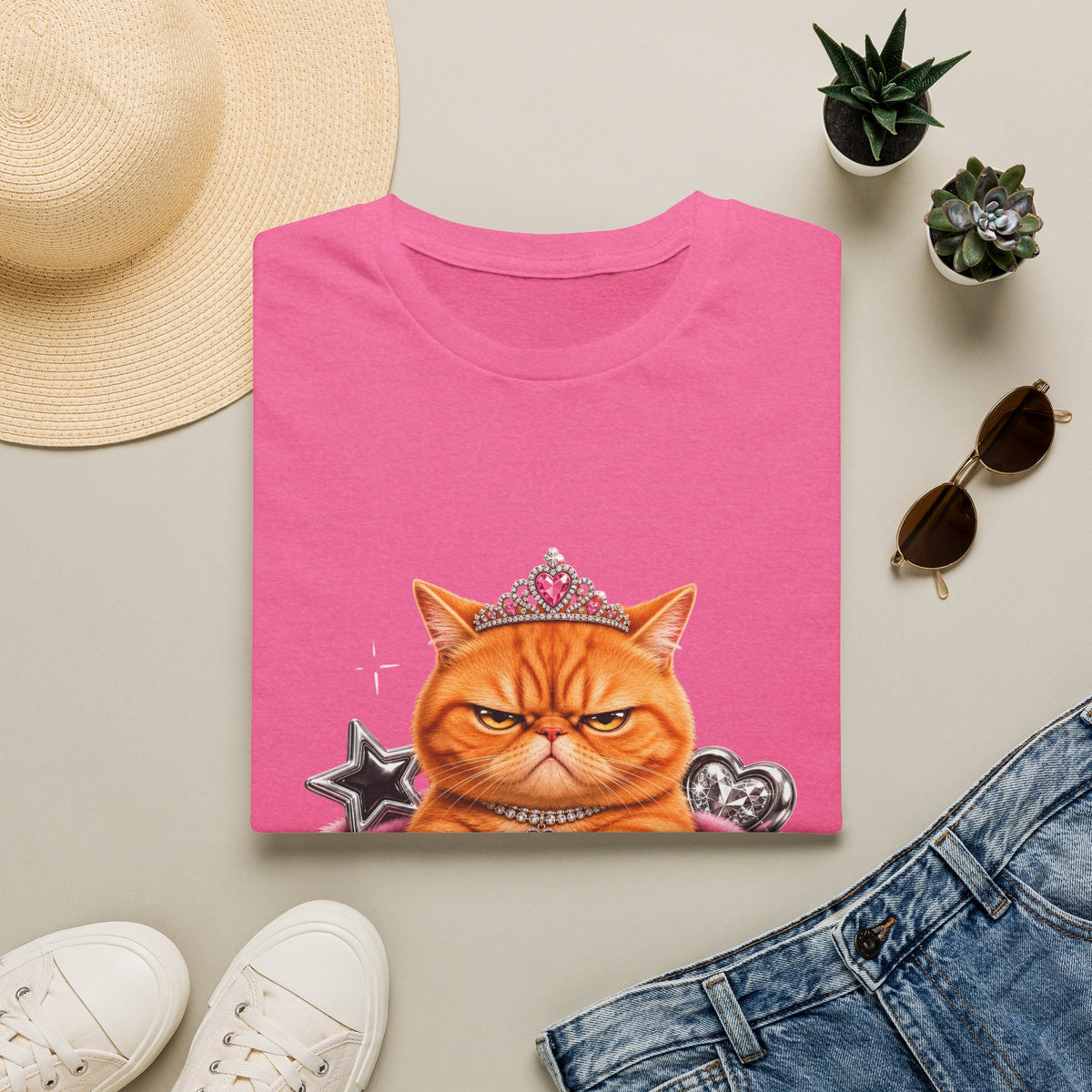 Grumpy Princess Cat T-Shirt — "Attitude Purrfect" Graphic Tee