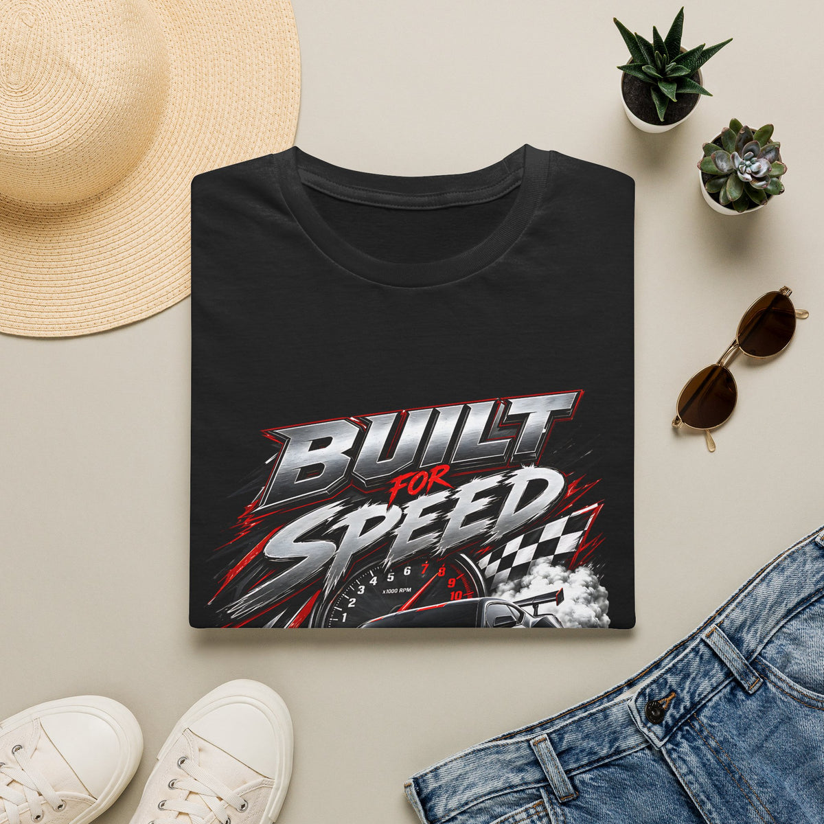 Built for Speed T-Shirt | Racing Car Graphic, Checkered Flag