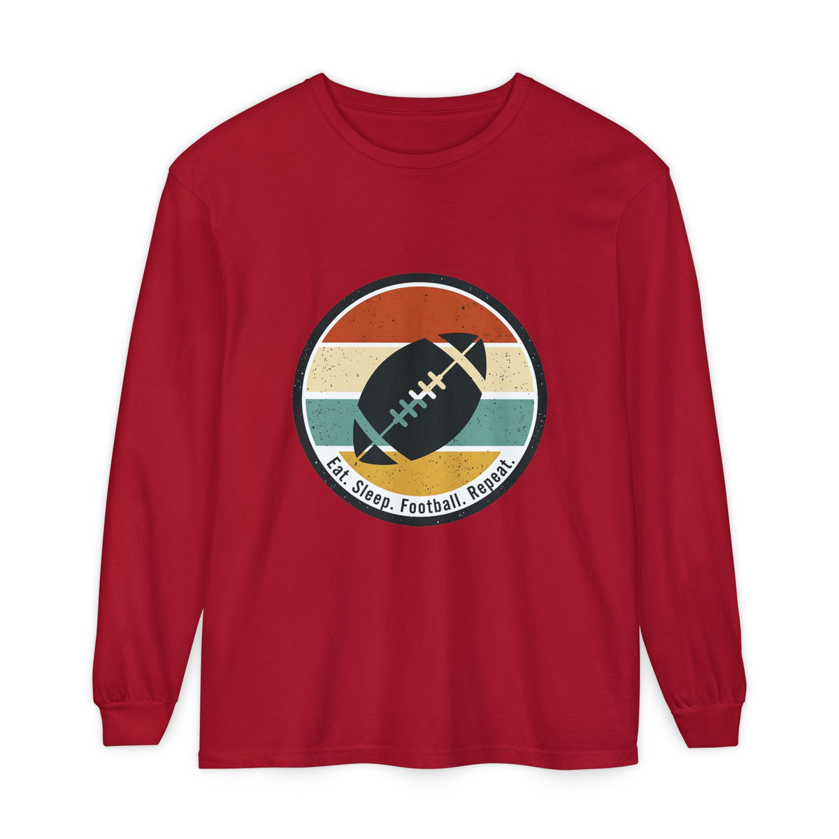 Retro Football Circle graphic Long Sleeve T-Shirt | Fall Sports Tee