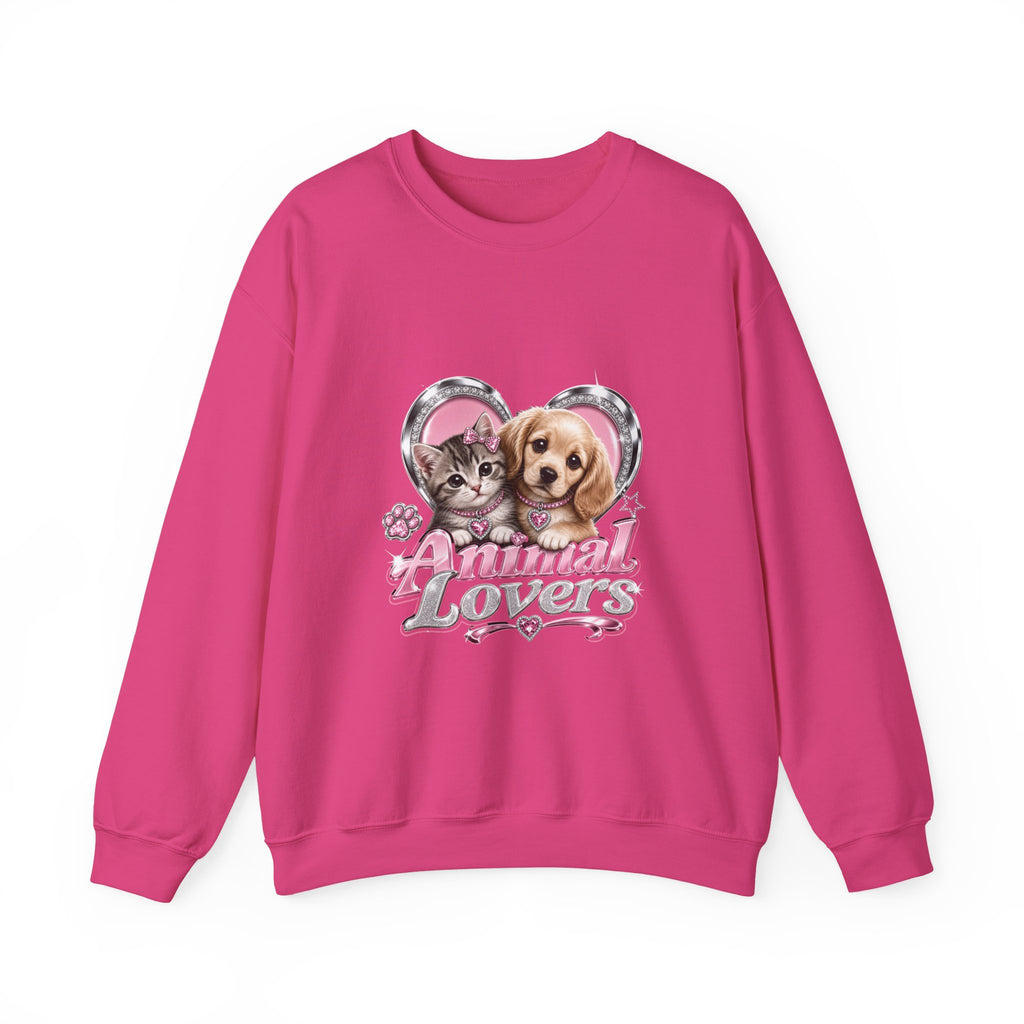 Animal Lovers Sweatshirt | Cat and Dog Heart Design