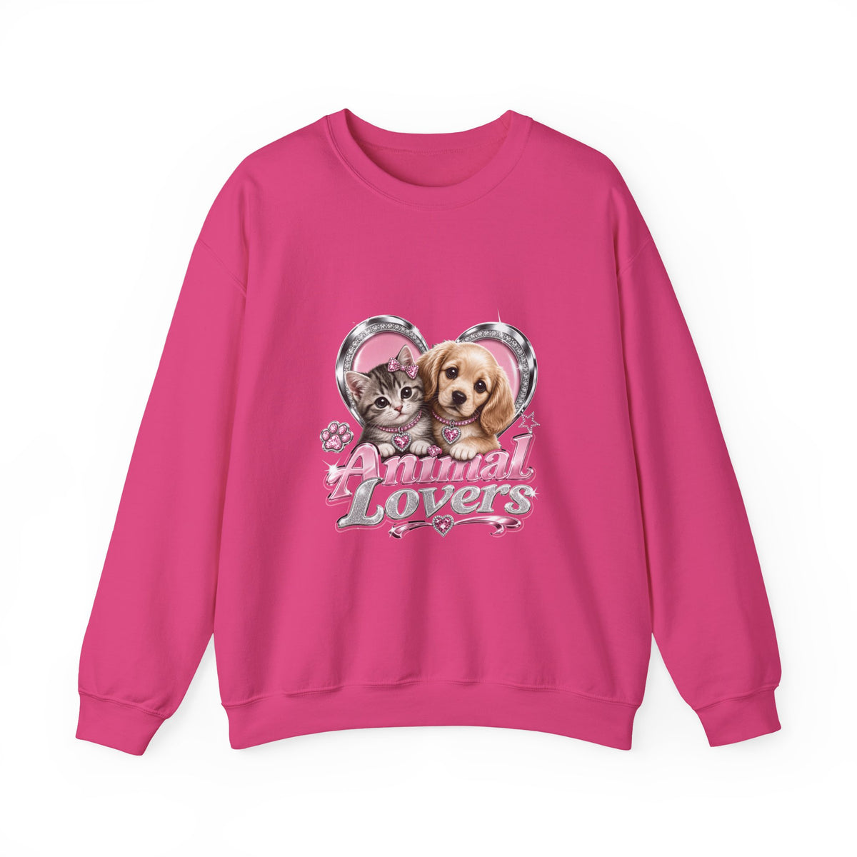 Animal Lovers Sweatshirt | Cat and Dog Heart Design