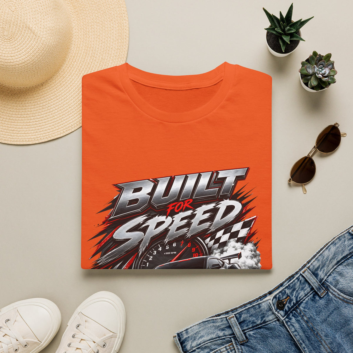 Built for Speed T-Shirt | Racing Car Graphic, Checkered Flag