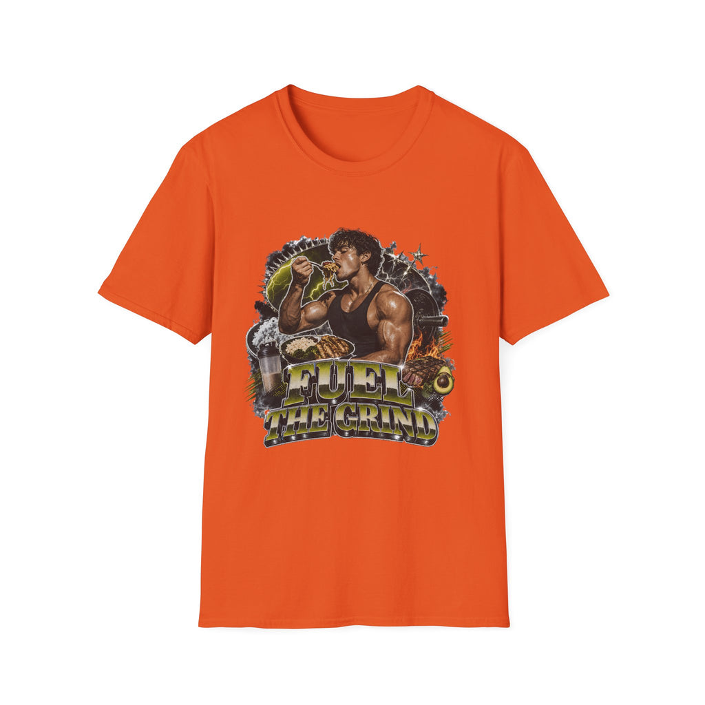 Bodybuilder Eating Food Illustration T-Shirt | Fuel The Grind