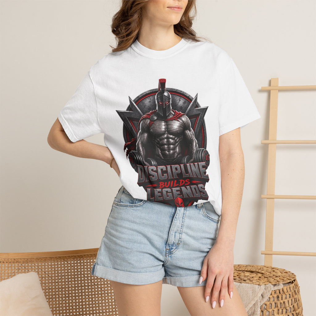 Discipline Builds Legends Spartan Helmet Muscular Warrior T-shirt