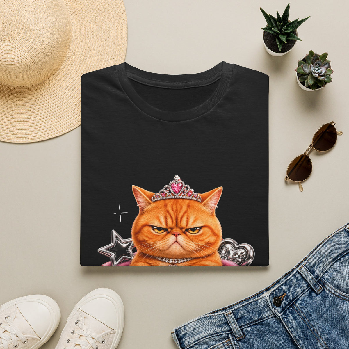 Grumpy Princess Cat T-Shirt — "Attitude Purrfect" Graphic Tee
