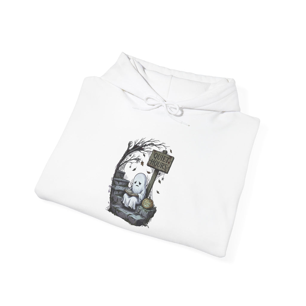 Ghost Cat in Graveyard Hoodie | Halloween Spooky Illustration
