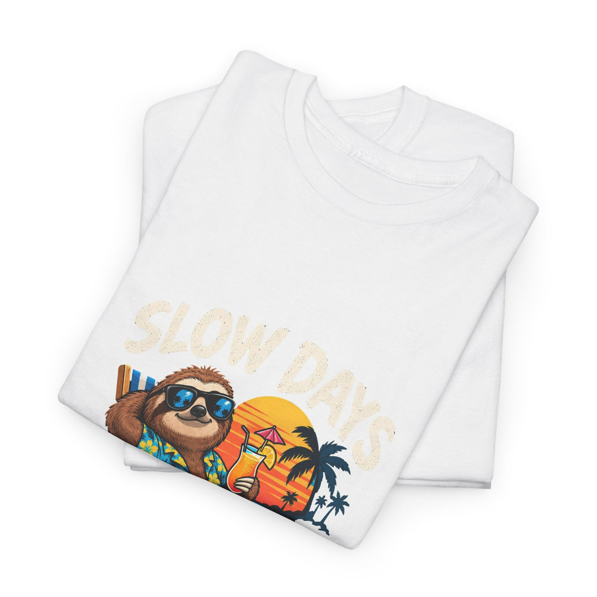 T-Shirt — "Slow Days Ahead" Beach Sloth Vacation Tee