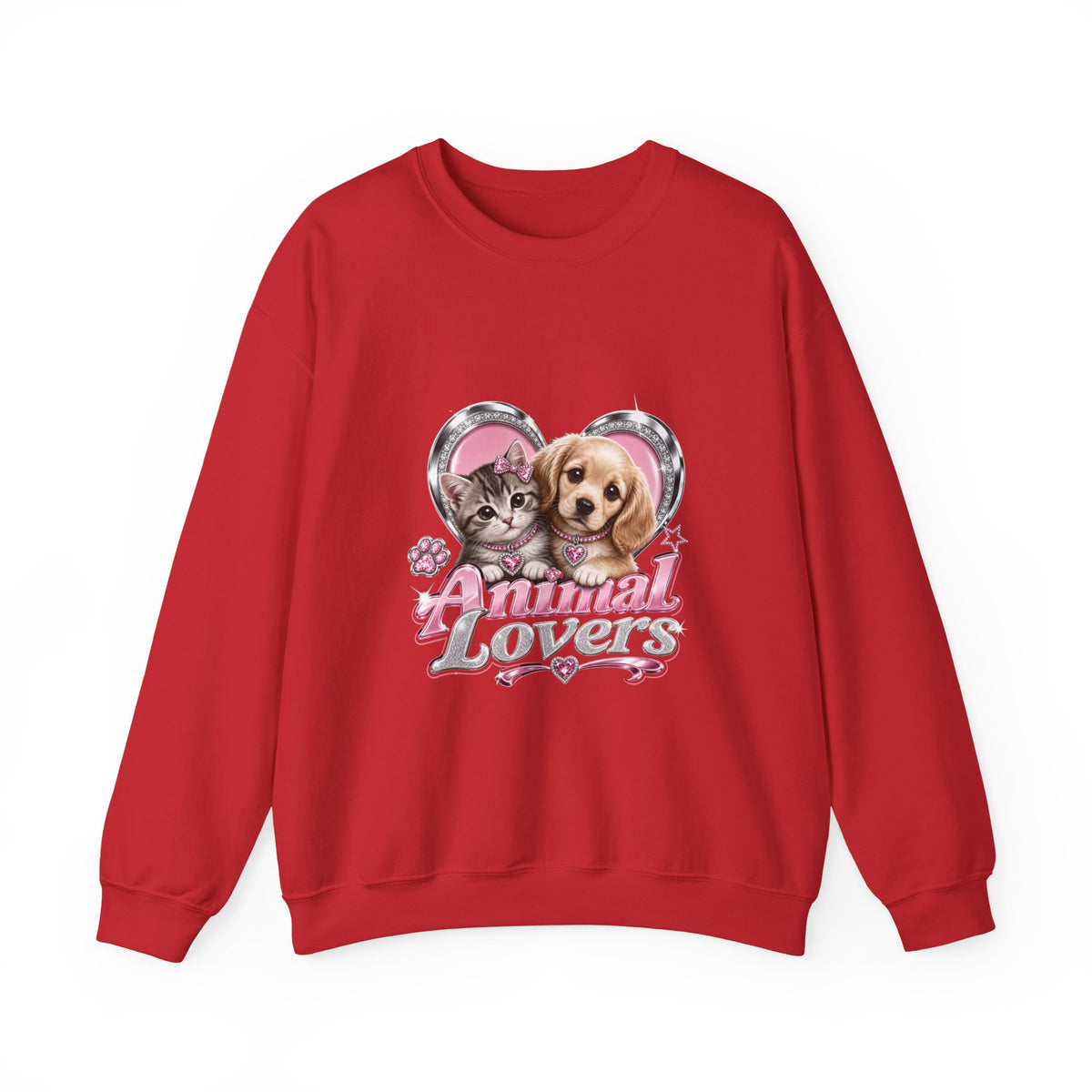Animal Lovers Sweatshirt | Cat and Dog Heart Design