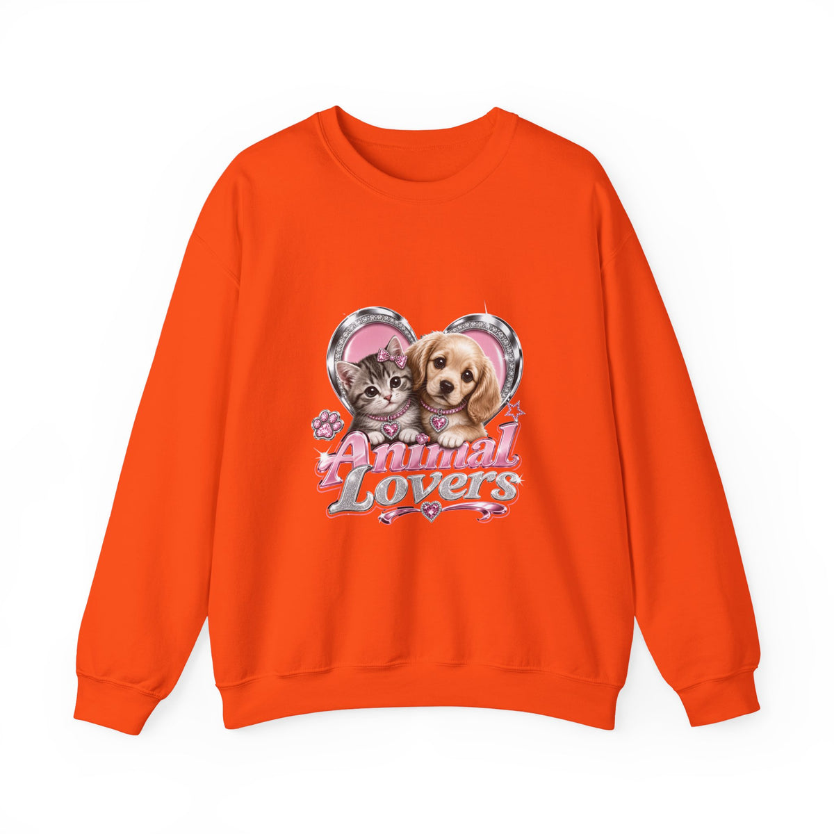 Animal Lovers Sweatshirt | Cat and Dog Heart Design