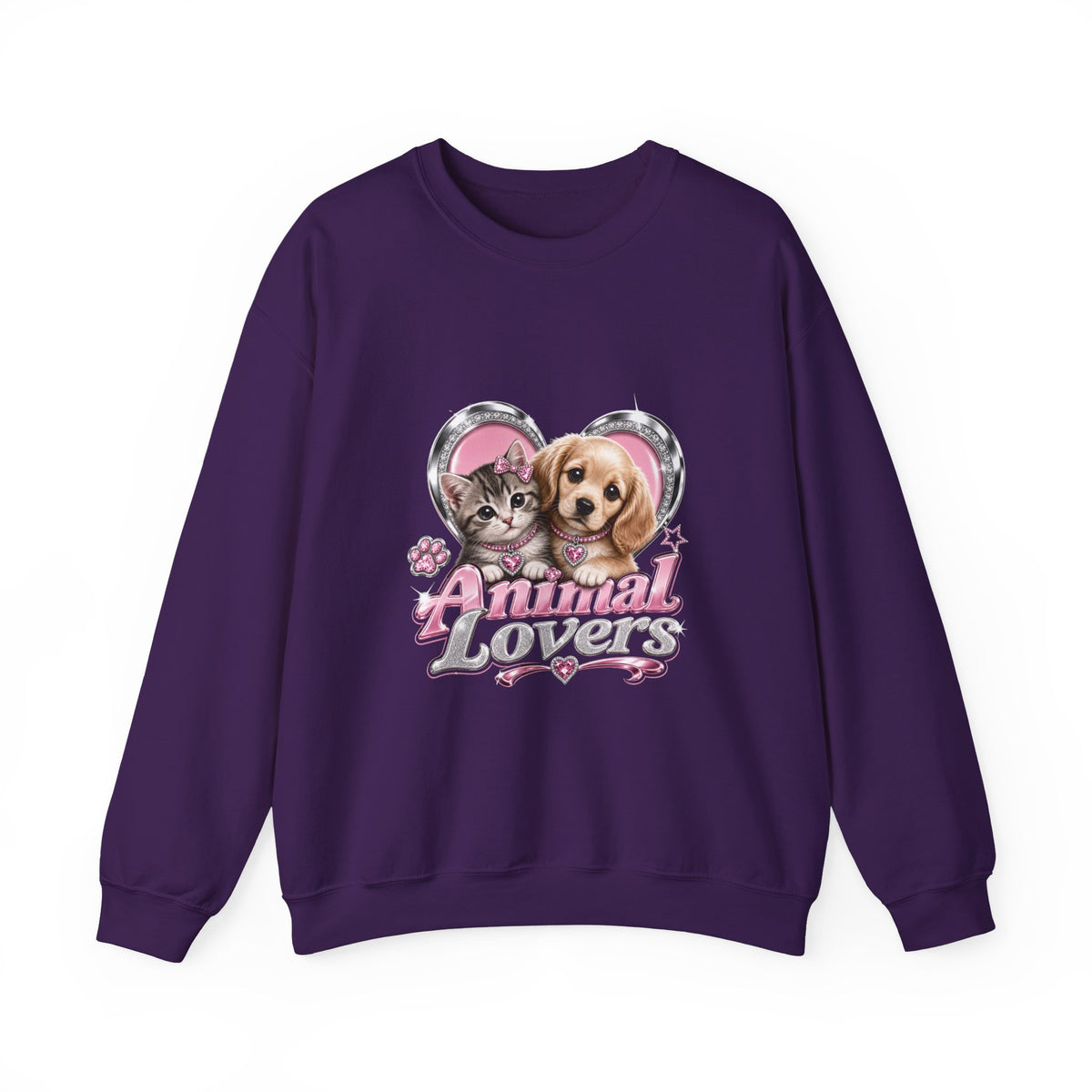 Animal Lovers Sweatshirt | Cat and Dog Heart Design