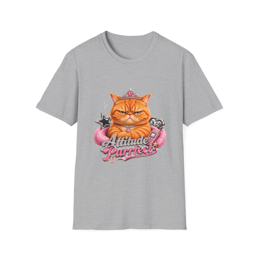 Grumpy Princess Cat T-Shirt — "Attitude Purrfect" Graphic Tee