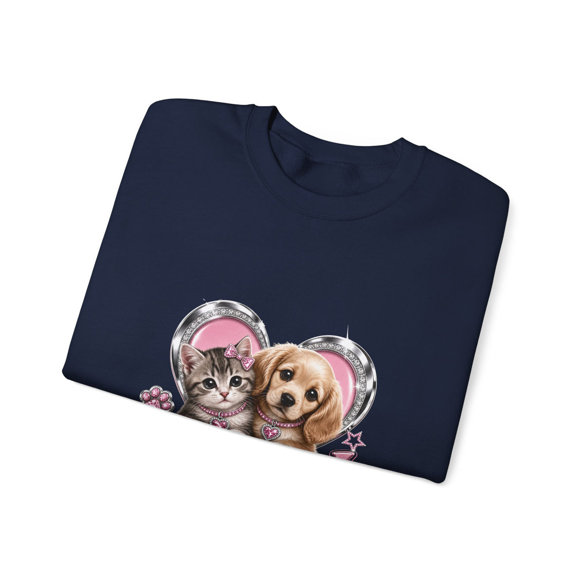 Animal Lovers Sweatshirt | Cat and Dog Heart Design