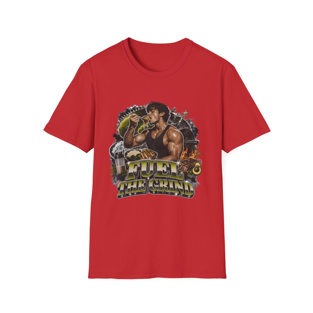 Bodybuilder Eating Food Illustration T-Shirt | Fuel The Grind
