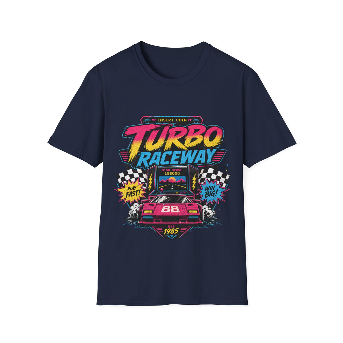 Turbo Raceway T-Shirt — Retro Racing Car Graphic Tee