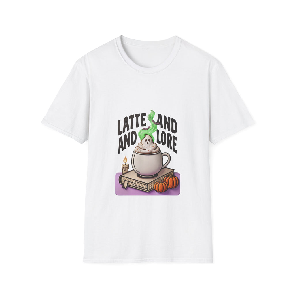 Latte and Lore T-Shirt | Witchy Coffee Book Illustration, Autumn Cozy