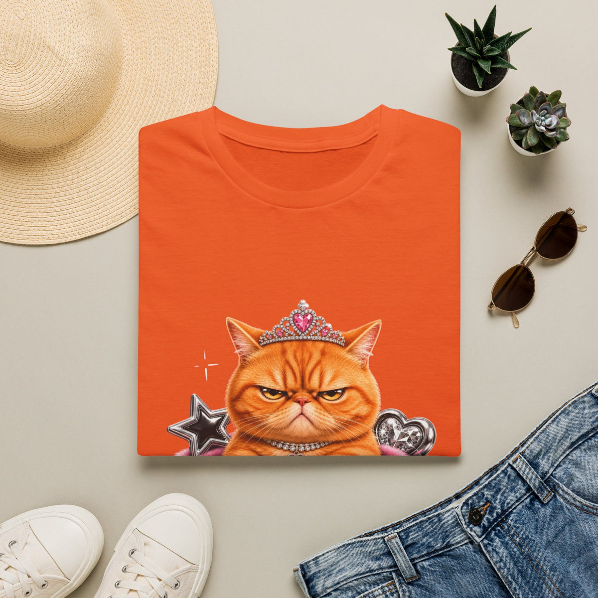 Grumpy Princess Cat T-Shirt — "Attitude Purrfect" Graphic Tee