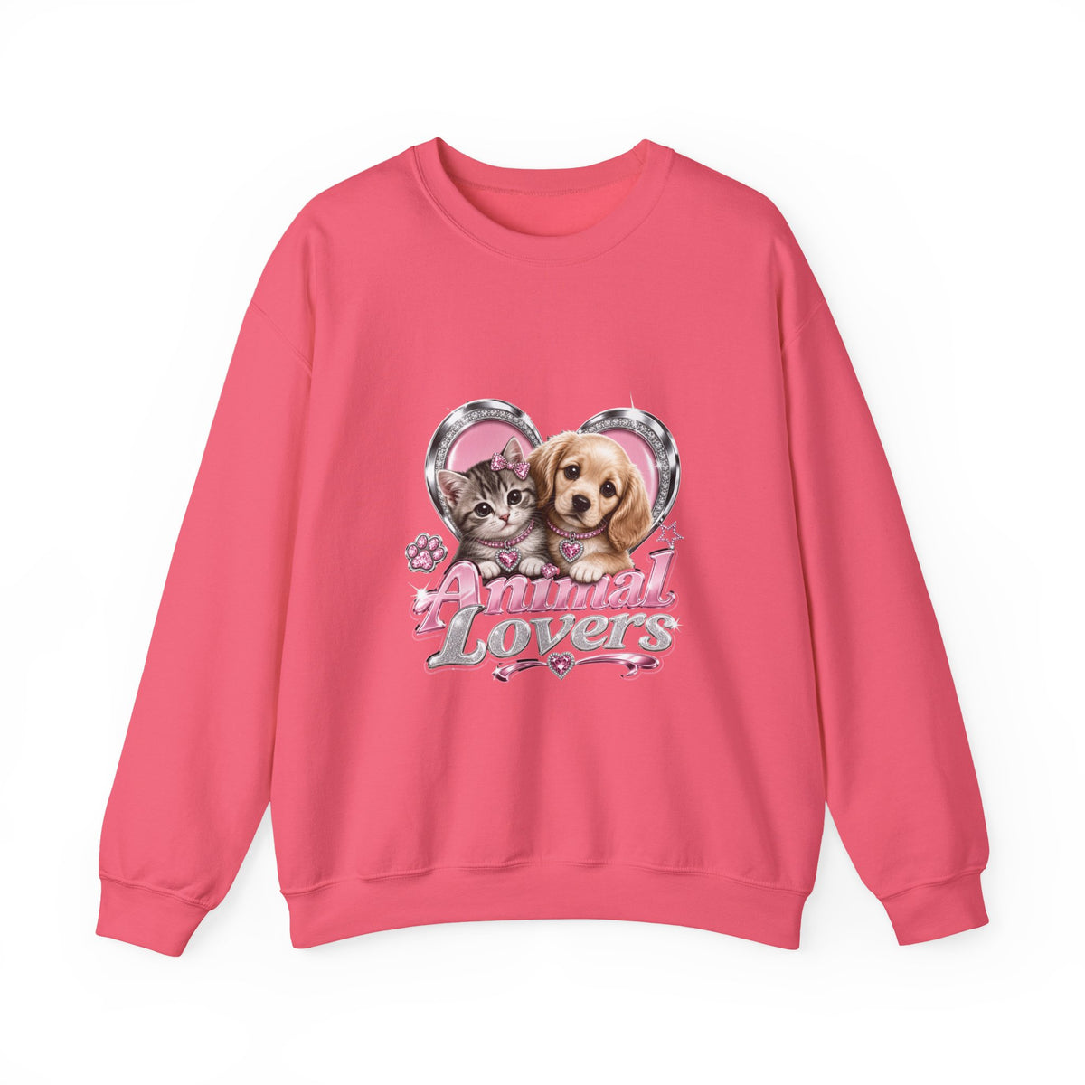 Animal Lovers Sweatshirt | Cat and Dog Heart Design