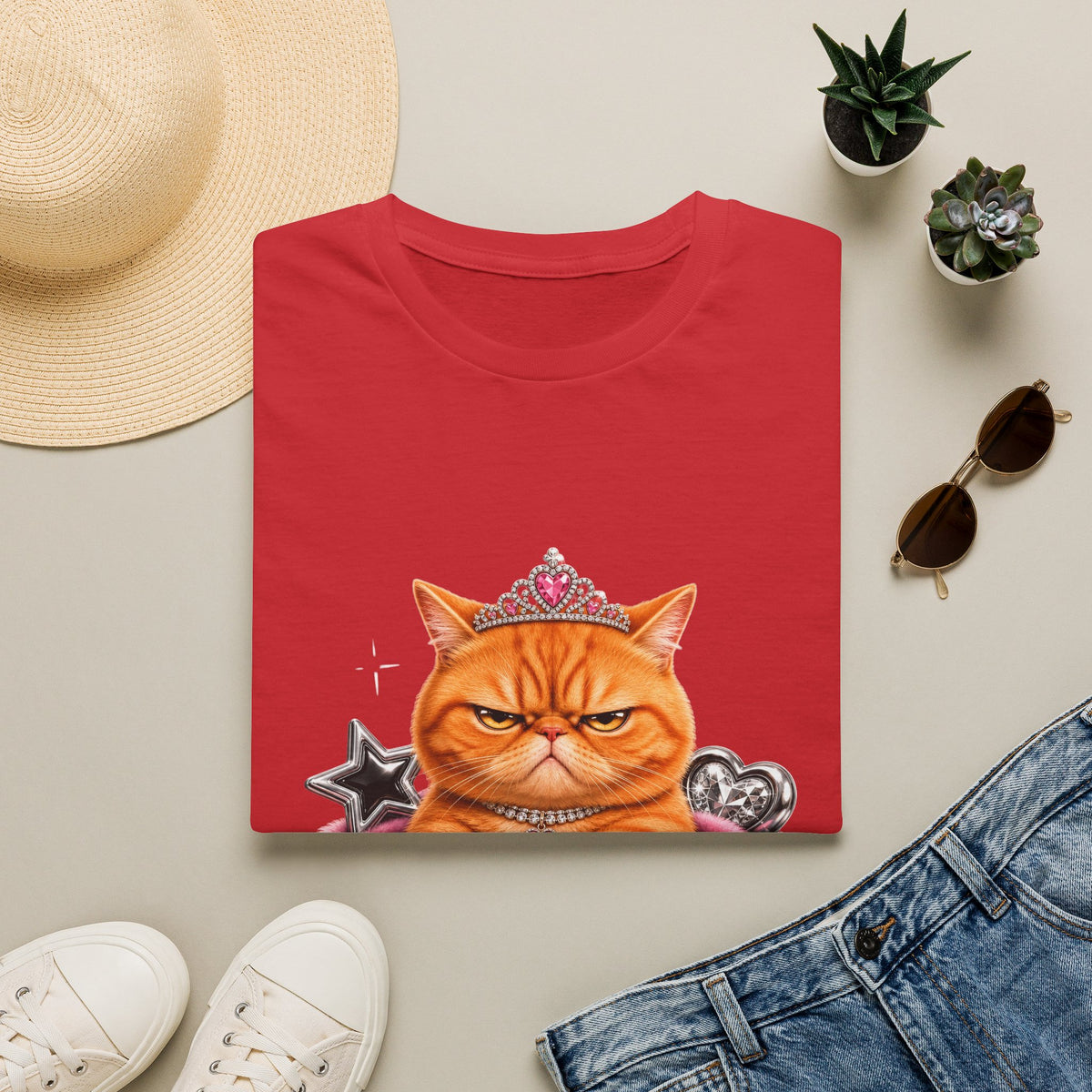 Grumpy Princess Cat T-Shirt — "Attitude Purrfect" Graphic Tee