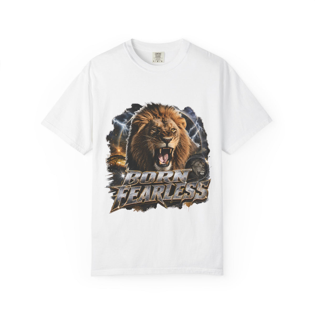 Roaring Lion Born Fearless T-Shirt | Graphic Wildlife Tee