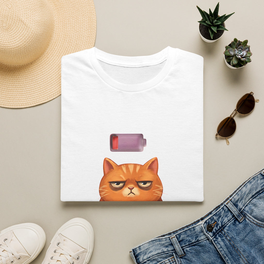 Grumpy Low Battery Cat T-Shirt | Patience 1% Cat Tee