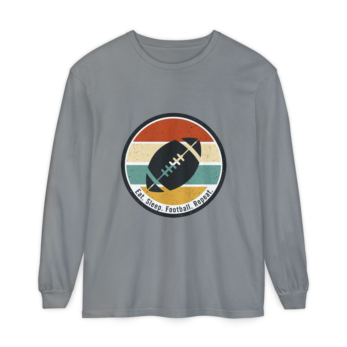 Retro Football Circle graphic Long Sleeve T-Shirt | Fall Sports Tee