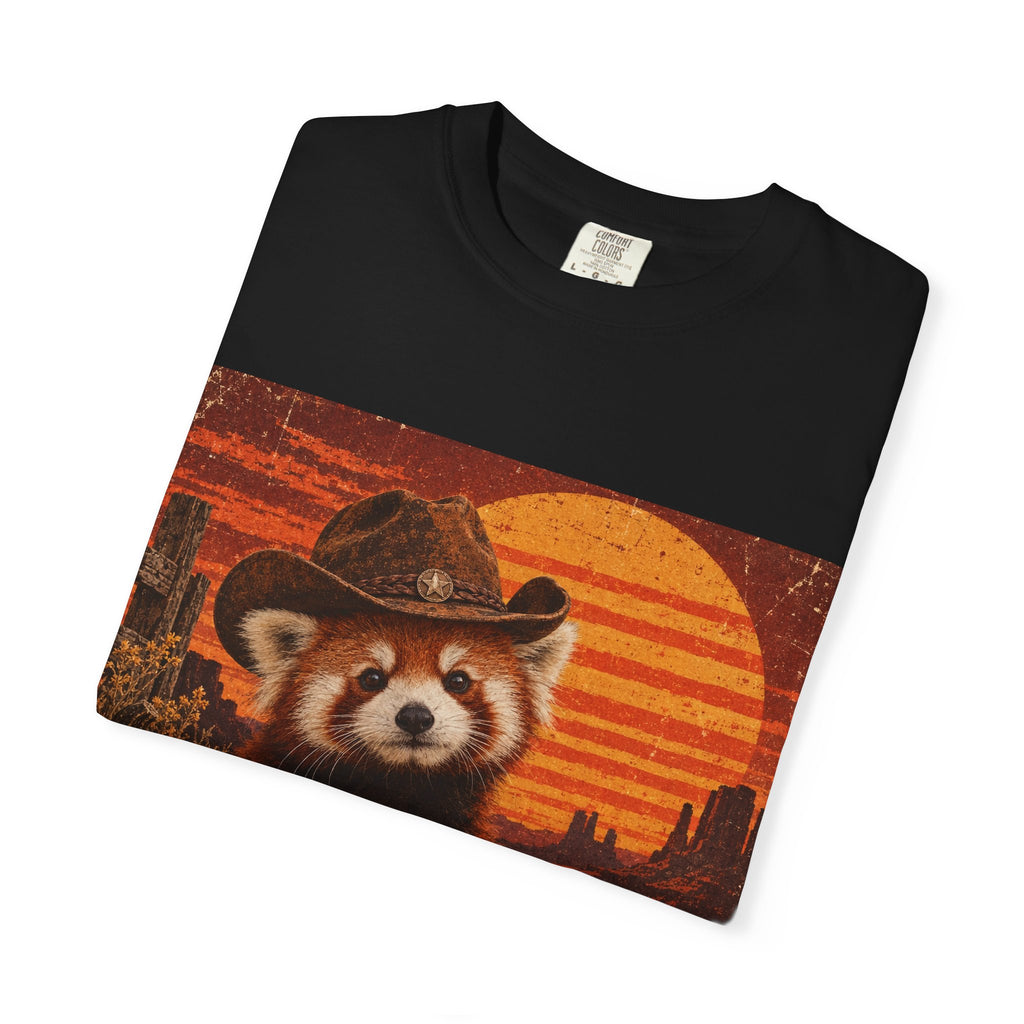 Halloween Red Panda T-Shirt — Vintage Pumpkin Sunset Design
