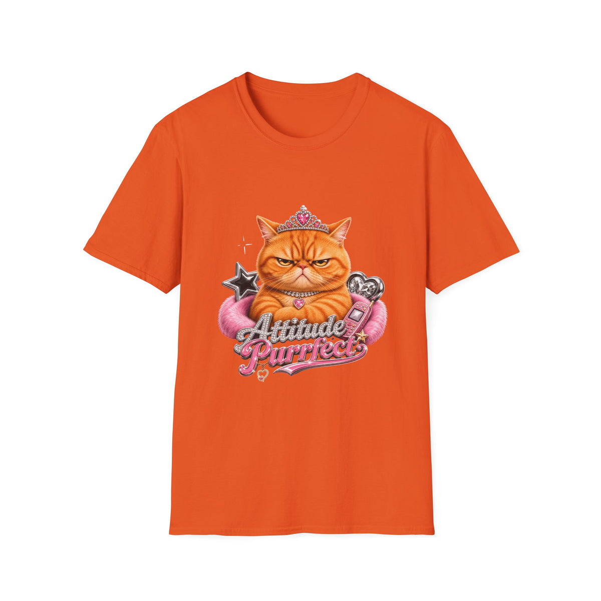 Grumpy Princess Cat T-Shirt — "Attitude Purrfect" Graphic Tee