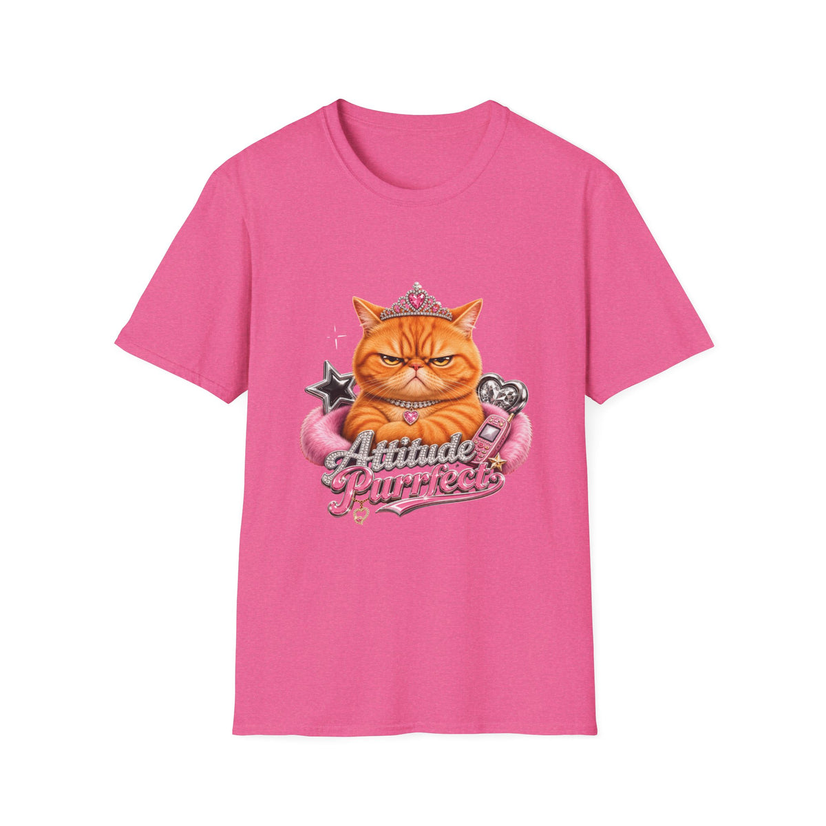 Grumpy Princess Cat T-Shirt — "Attitude Purrfect" Graphic Tee