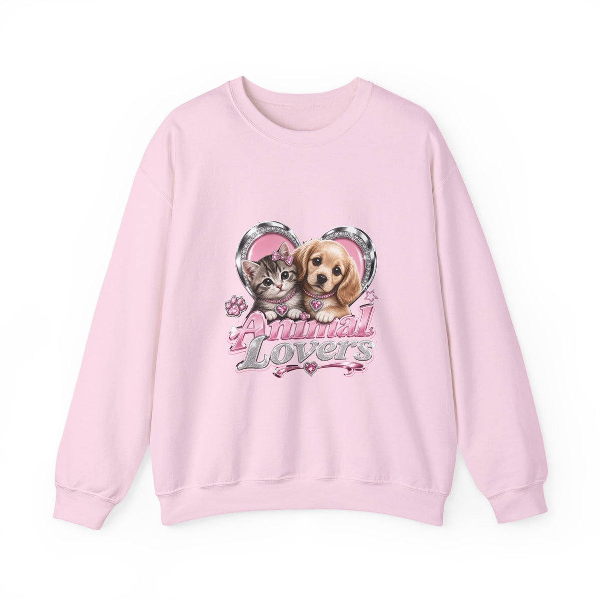 Animal Lovers Sweatshirt | Cat and Dog Heart Design