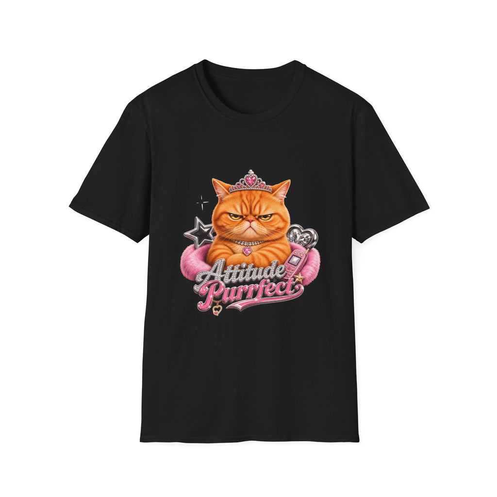 Grumpy Princess Cat T-Shirt — "Attitude Purrfect" Graphic Tee
