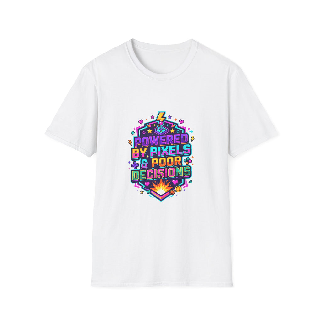Powered by Pixels T-Shirt | Retro Gaming Graphic Tee