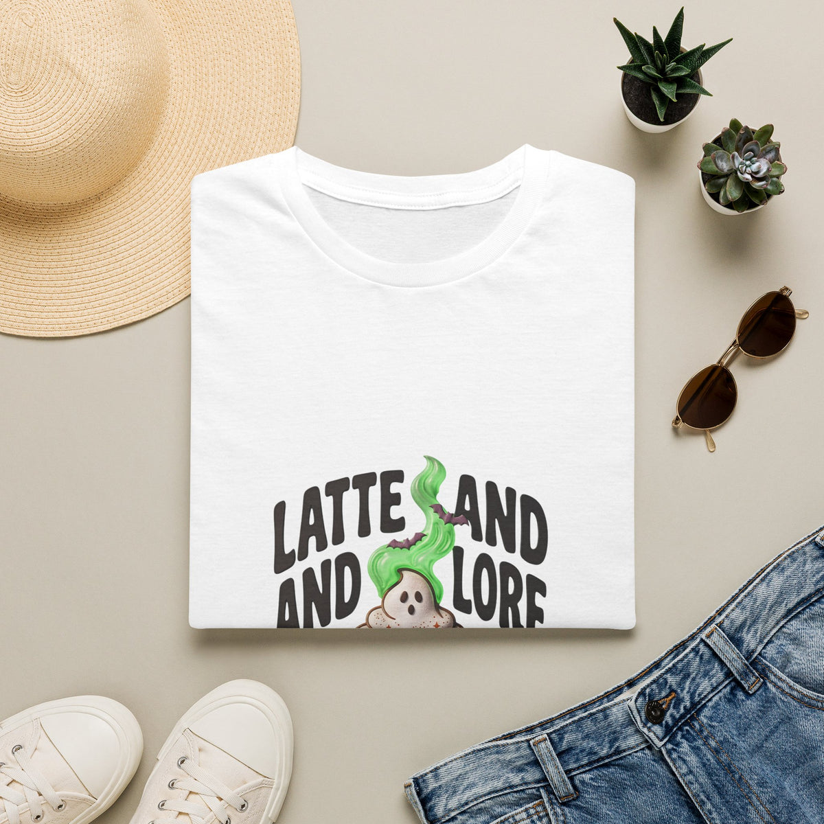 Latte and Lore T-Shirt | Witchy Coffee Book Illustration, Autumn Cozy
