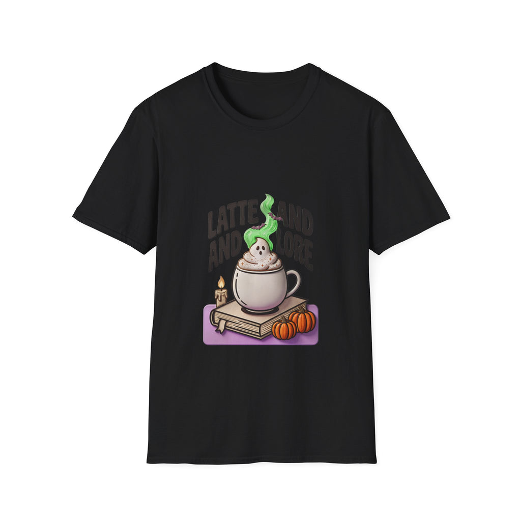 Latte and Lore T-Shirt | Witchy Coffee Book Illustration, Autumn Cozy