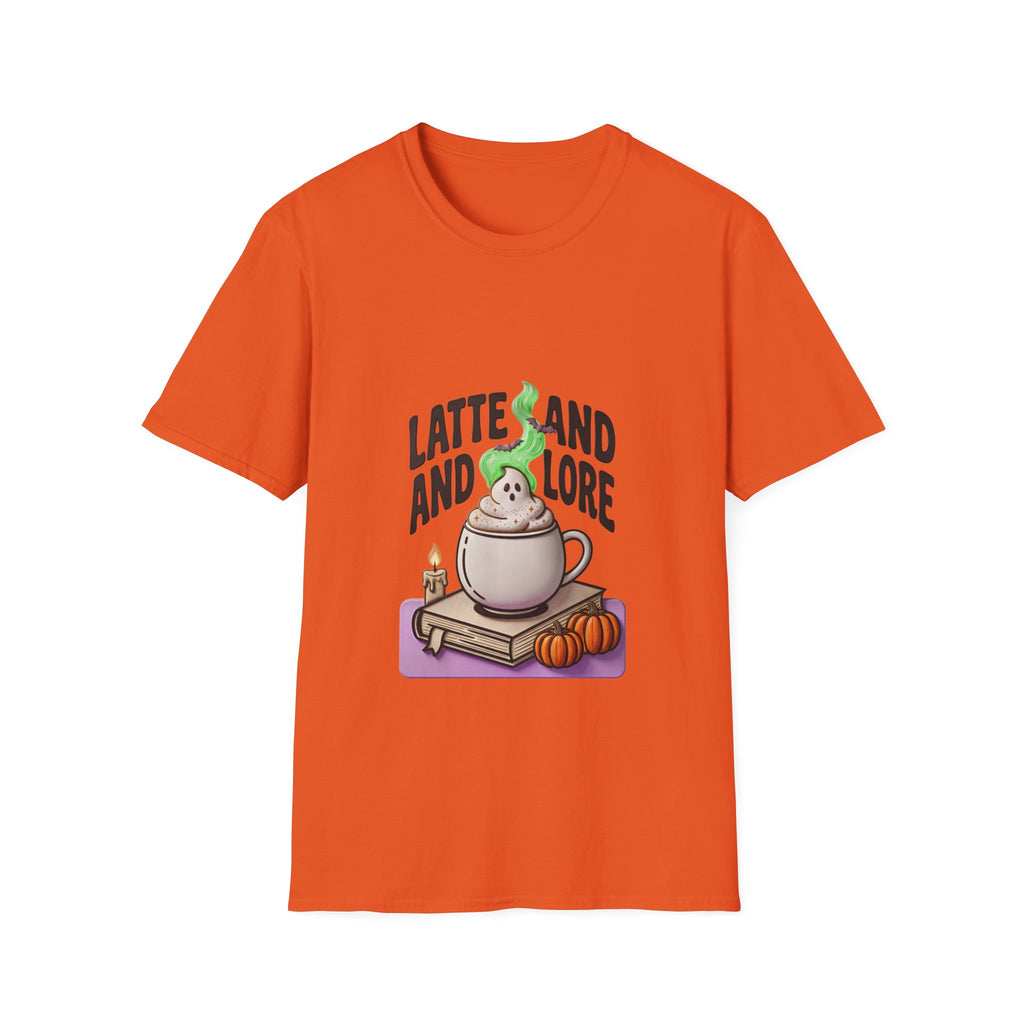 Latte and Lore T-Shirt | Witchy Coffee Book Illustration, Autumn Cozy