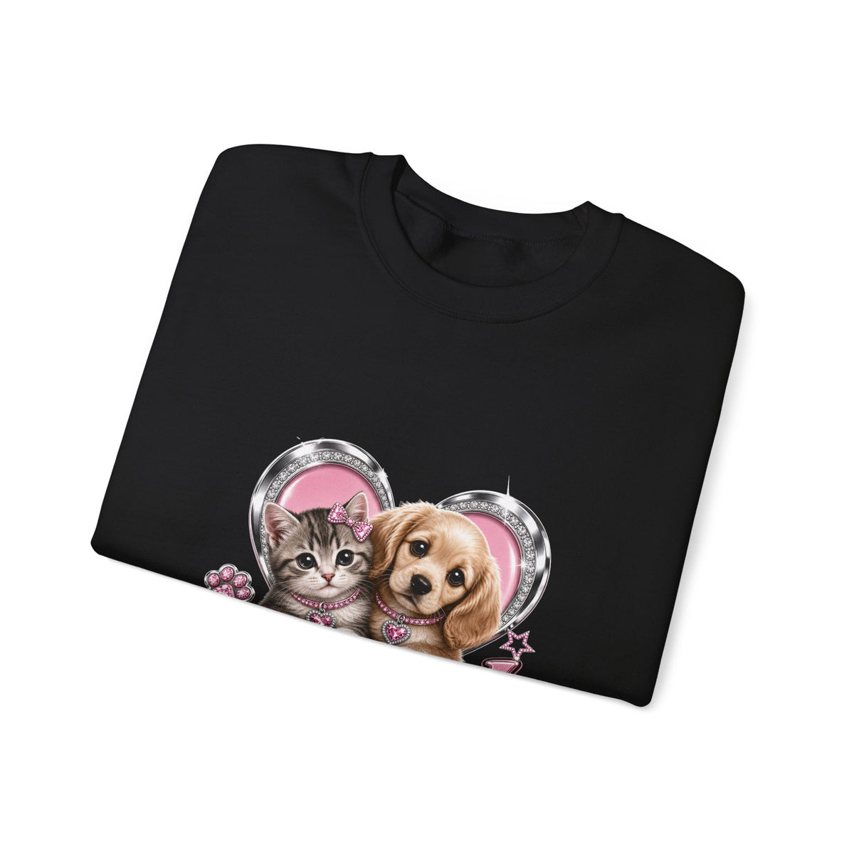 Animal Lovers Sweatshirt | Cat and Dog Heart Design