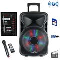 beFree Sound 12-Inch 2500W Bluetooth Portable PA Speaker with Wireless Microphone & LED Lights