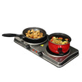 MegaChef 1700W Dual Infrared Burner Electric Cooktop  Portable 2-Burner Hot Plate with Adjustable Heat