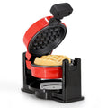 MegaChef 5-Inch Non-Stick Round Electric Flip Belgian Waffle Maker  Red