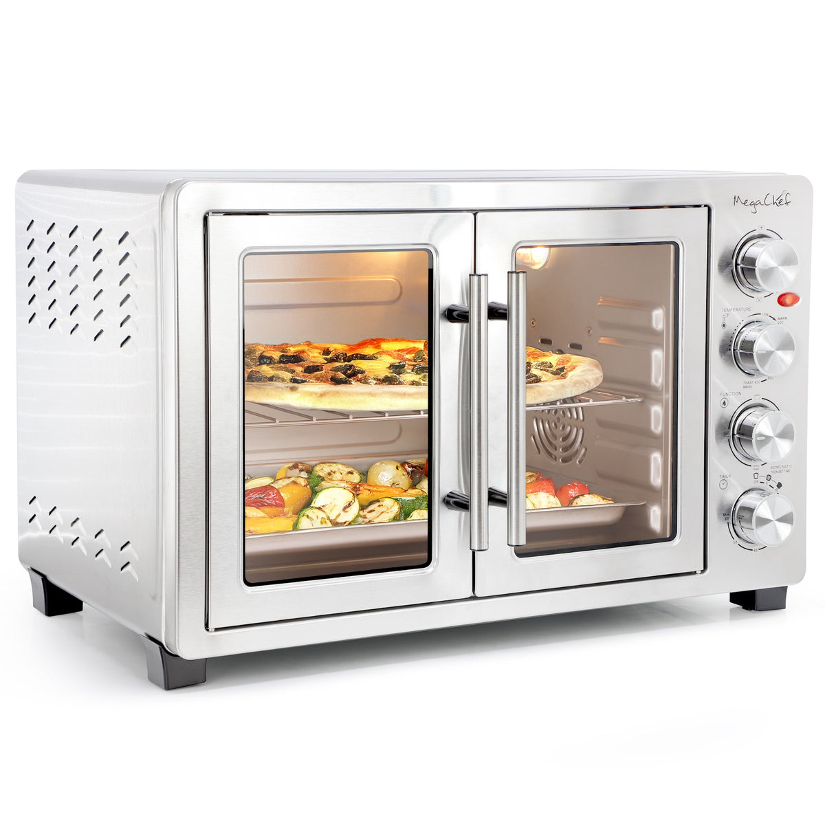 MegaChef 47.6-Quart Electric French Door Countertop Oven  1800W with Convection & Rotisserie