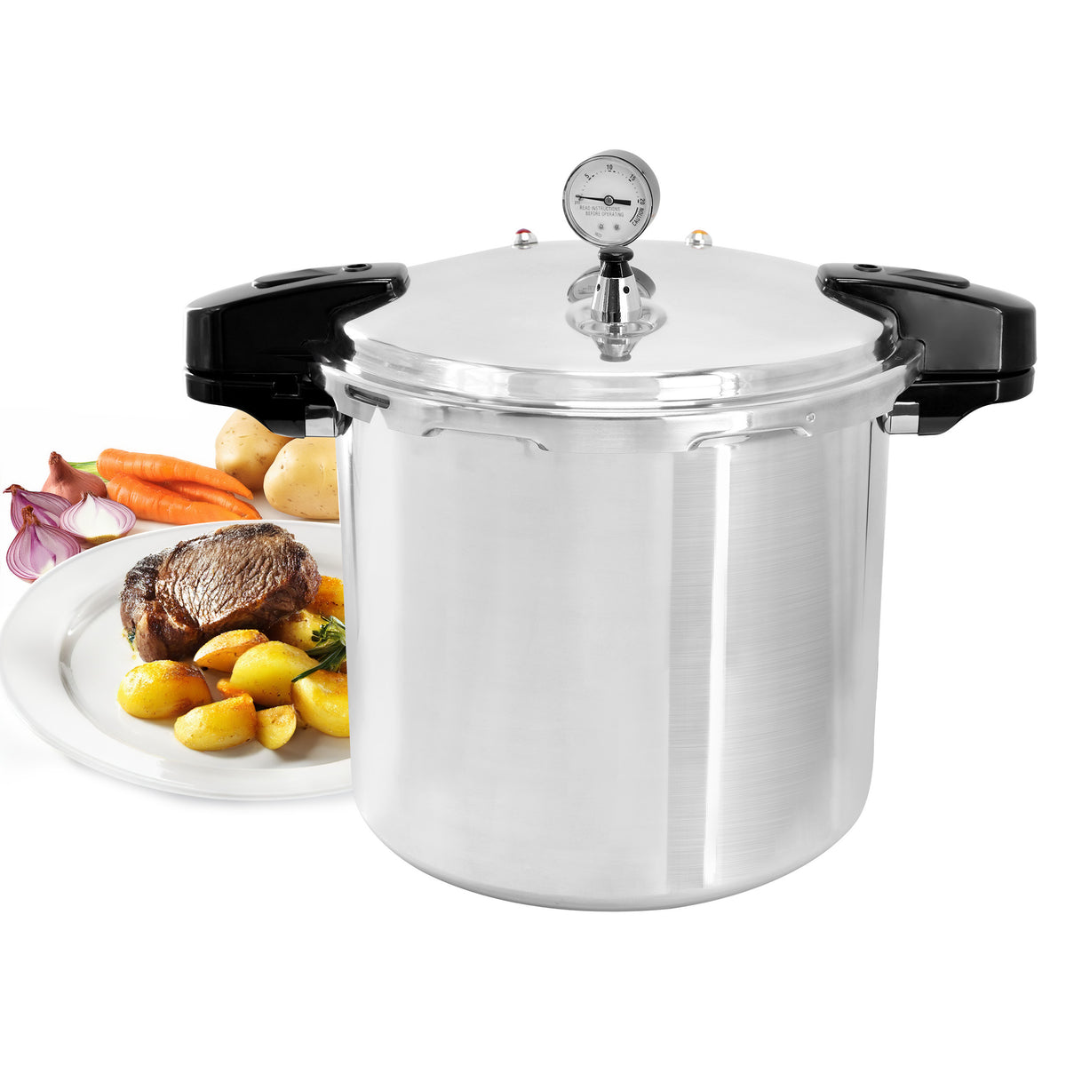 MegaChef 24-Quart Stovetop Pressure Cooker  Aluminum with Removable Pressure Gauge