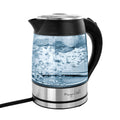 MegaChef 1.8-Liter Glass Electric Tea Kettle  Cordless Stainless Steel Base with LED Light