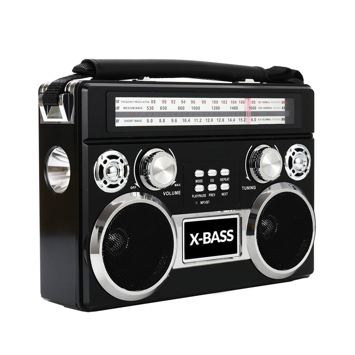SuperSonic Retro Rechargeable 3-Band Radio with Bluetooth & Flashlight  Red