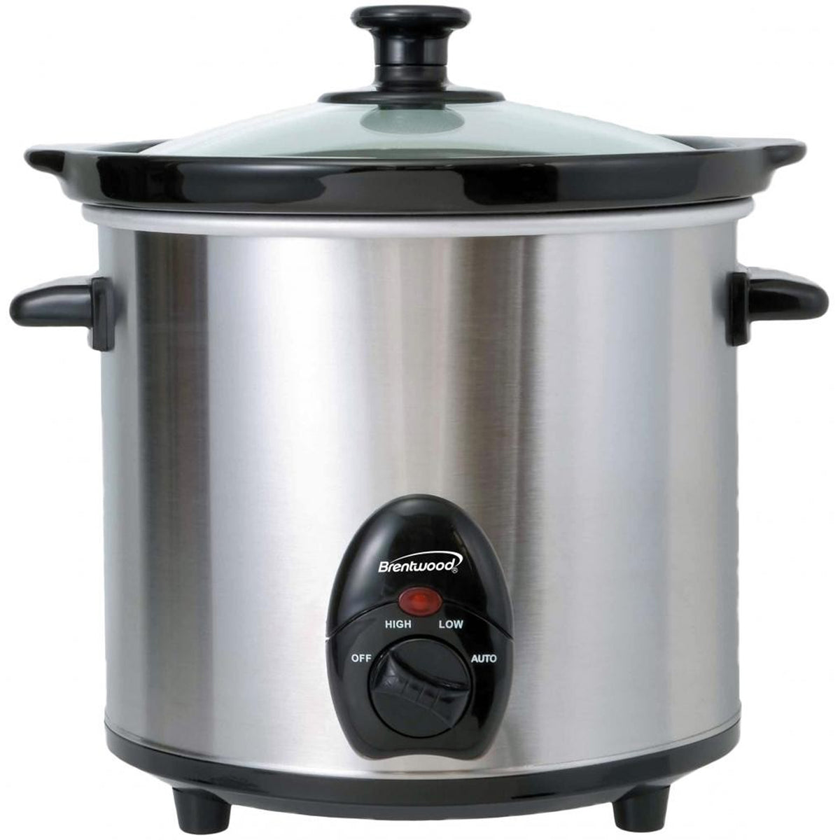 Brentwood 3-Quart Slow Cooker with Removable Ceramic Pot & Tempered Glass Lid