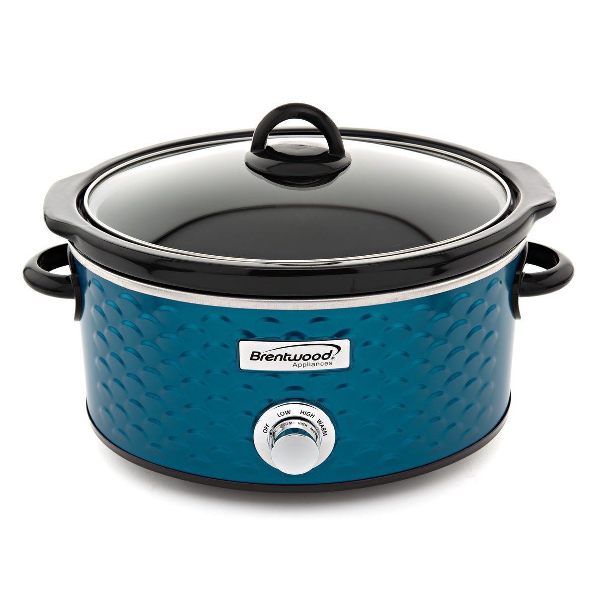 Brentwood 4.5-Quart Slow Cooker with Scallop Pattern  Removable Dishwasher-Safe Pot & Glass Lid