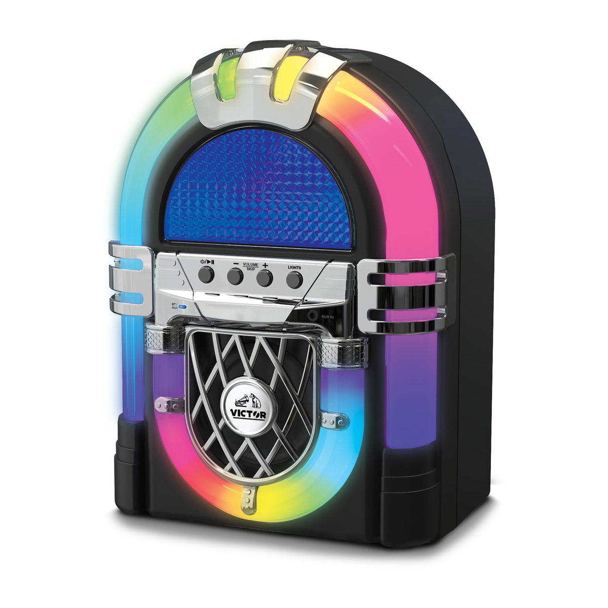 Classic Jukebox-Style Bluetooth Media Player with Color-Changing LED Lights